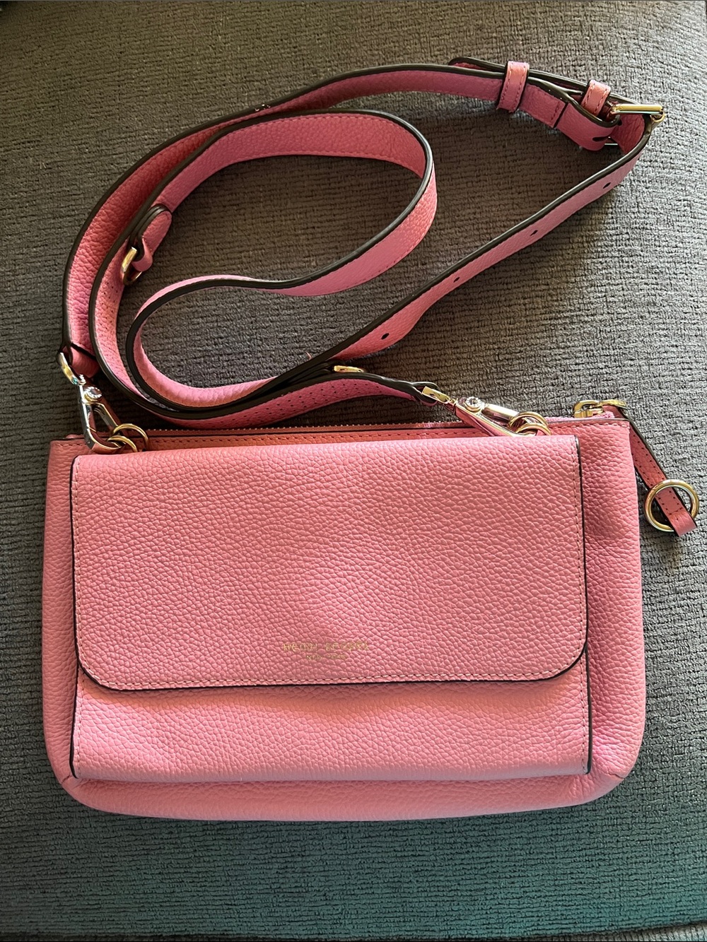 henri bendel Pink Pebbled Leather Crossbody Bag
